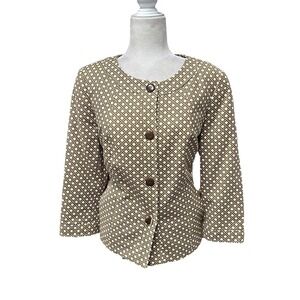 Talbots Blazer Jacket Women's Size 14 Pockets Lined Long Sleeve Button Front Geo